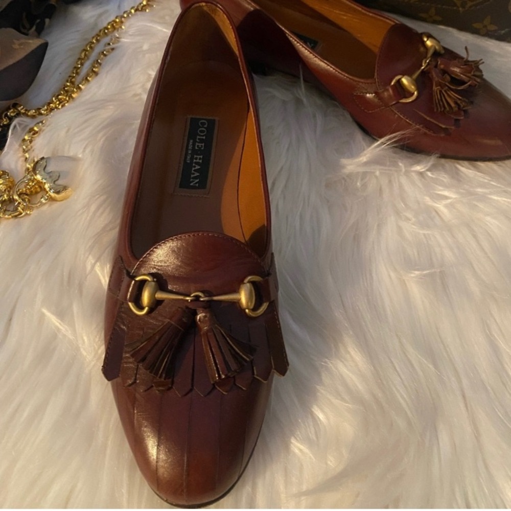 Cole Haan Kiltie Brown Loafers w Bit + Tassles - Size 7